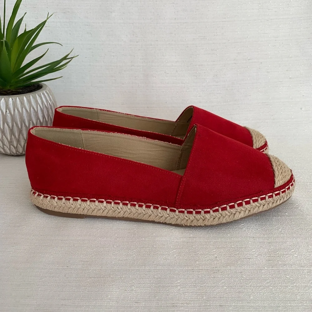 NWOT Ellos Red Microsuede Espadrille Flats Woman’s 9M - Picture 5 of 10